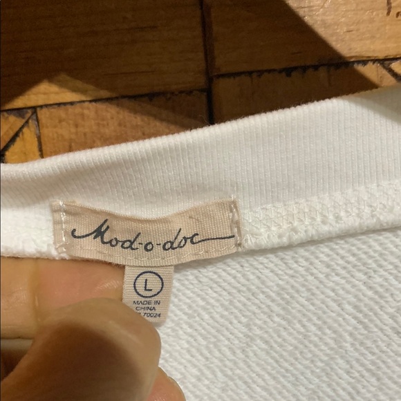 White V-Neck Sweatshirt - Picture 2 of 8